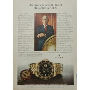 Vintage ROLEX GMT-Master CHRONOMETER Watch Print‎ Ad PRESIDENT BRACELET 1980s